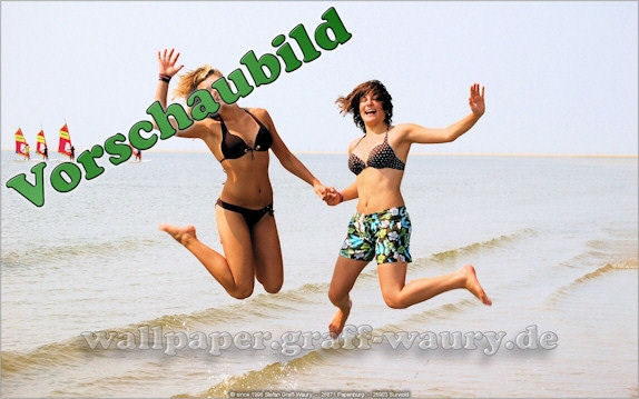 Vorschau zum kostenlosen, lizensierten Wallpaper-Bild: Insel Borkum - Jumping