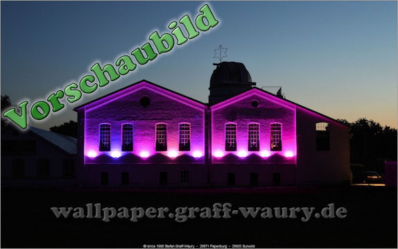 Vorschau zum kostenlosen, lizensierten Wallpaper-Bild: Dmmerung in Papenburg... die Sternenwarte