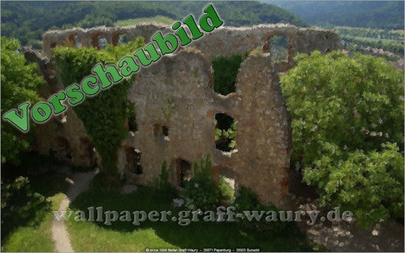 Vorschau zum kostenlosen, lizensierten Wallpaper-Bild: Pinselstriche... Burg von Staufen