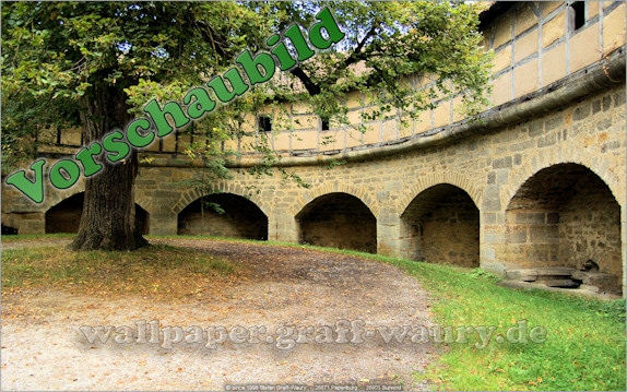 Vorschau zum kostenlosen, lizensierten Wallpaper-Bild: Rothenburg - Hinter der Mauer