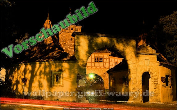 Vorschau zum kostenlosen, lizensierten Wallpaper-Bild: Rothenburg - Das Rdertor (nachts)