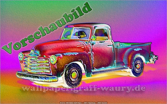 Vorschau zum kostenlosen, lizensierten Wallpaper-Bild: Farbfolie... Pick Up Chevrolet