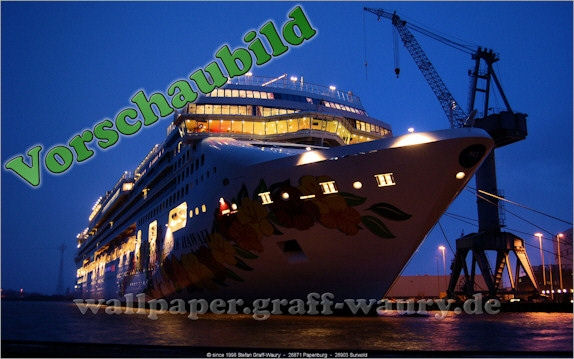 Vorschau zum kostenlosen, lizensierten Wallpaper-Bild: Meyer Werft... Pride Of Hawaii bei Nacht