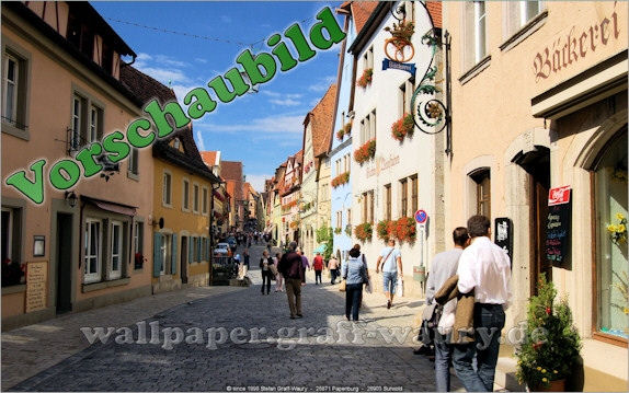 Vorschau zum kostenlosen, lizensierten Wallpaper-Bild: Rothenburg - In der Altstadt