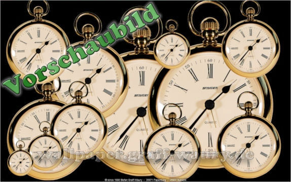Vorschau zum kostenlosen, lizensierten Wallpaper-Bild: Viele Uhren... Thema Zeitumstellung No.I