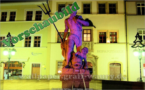 Vorschau zum kostenlosen, lizensierten Wallpaper-Bild: Weimar - Neptunbrunnen am Marktplatz